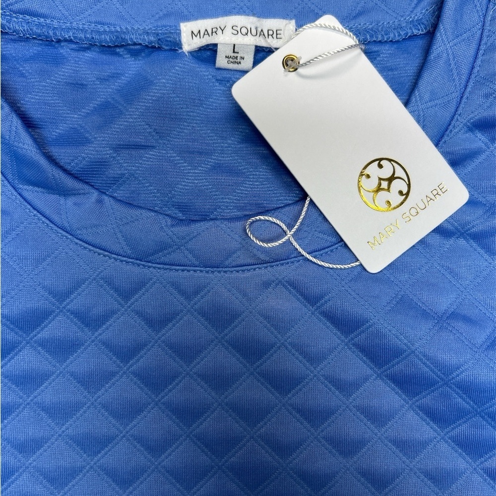 Mary Square Blue Quilted Top with Pink Stripes - Picture 2 of 3
